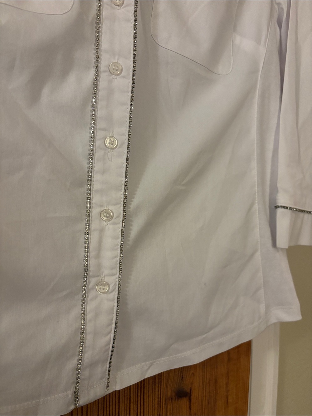 White Bridal blouse with rhinestones - Picture 2 of 4